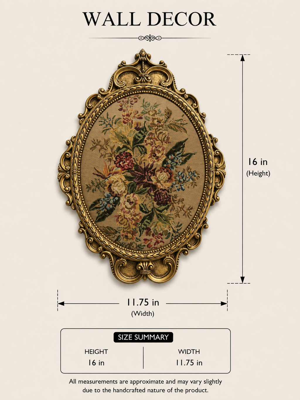 Baroque Oval Floral Gobelin Wall Decor – Set of 2