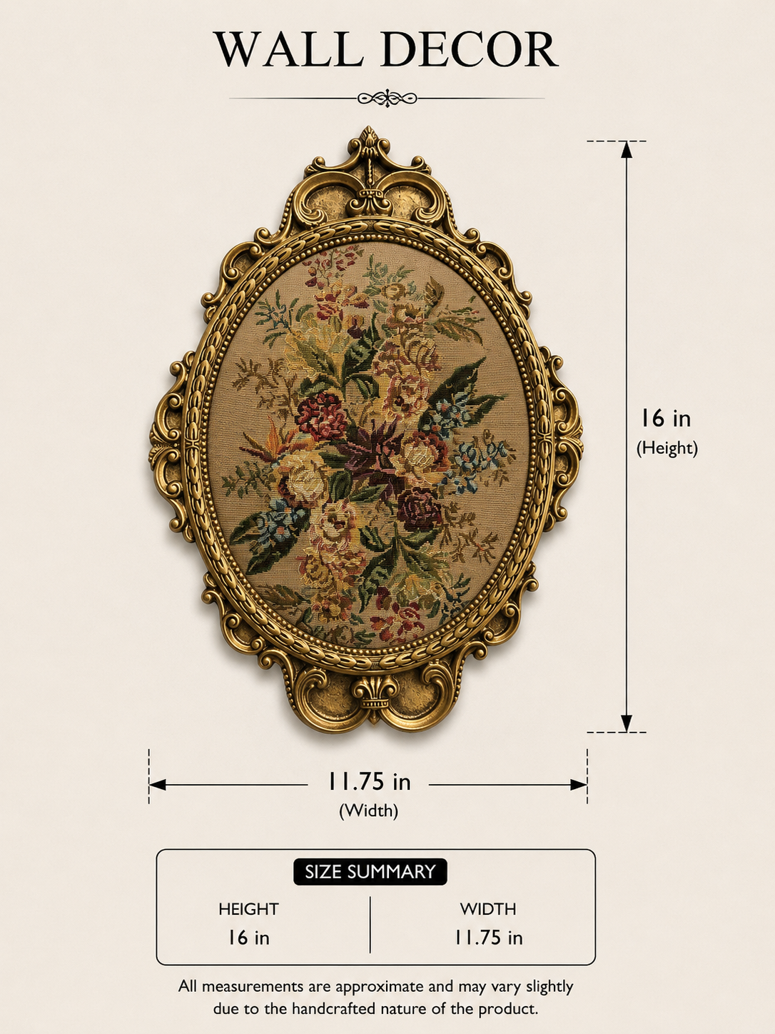 Baroque Oval Floral Gobelin Wall Decor – Set of 2