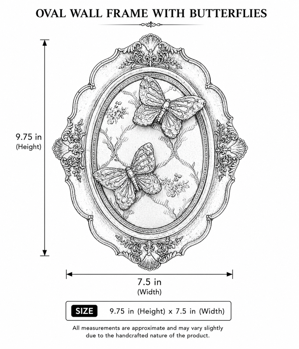 Baroque Oval Wall Frame with Butterflies