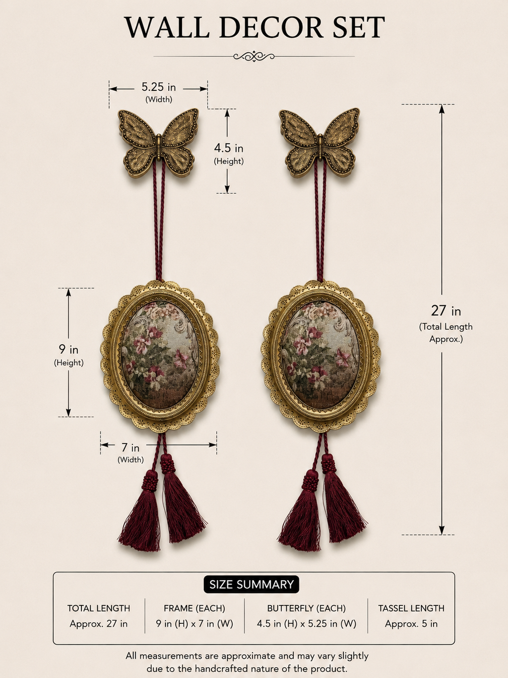 Wall Decor Set size diagram showing dimensions