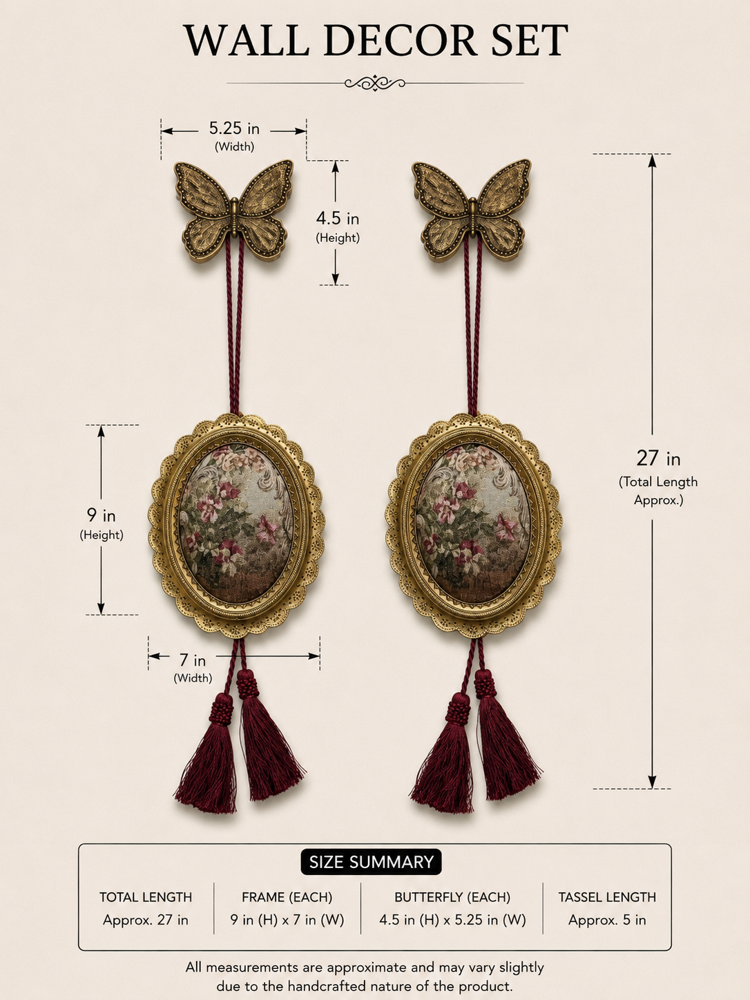 Wall Decor Set size diagram showing dimensions