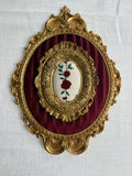 Oval Wall Frame with Embroidered Rose – Set of 2