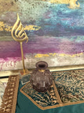 Teal Velvet Damask Table Runner – Gold Tassel Fringe (42 in)