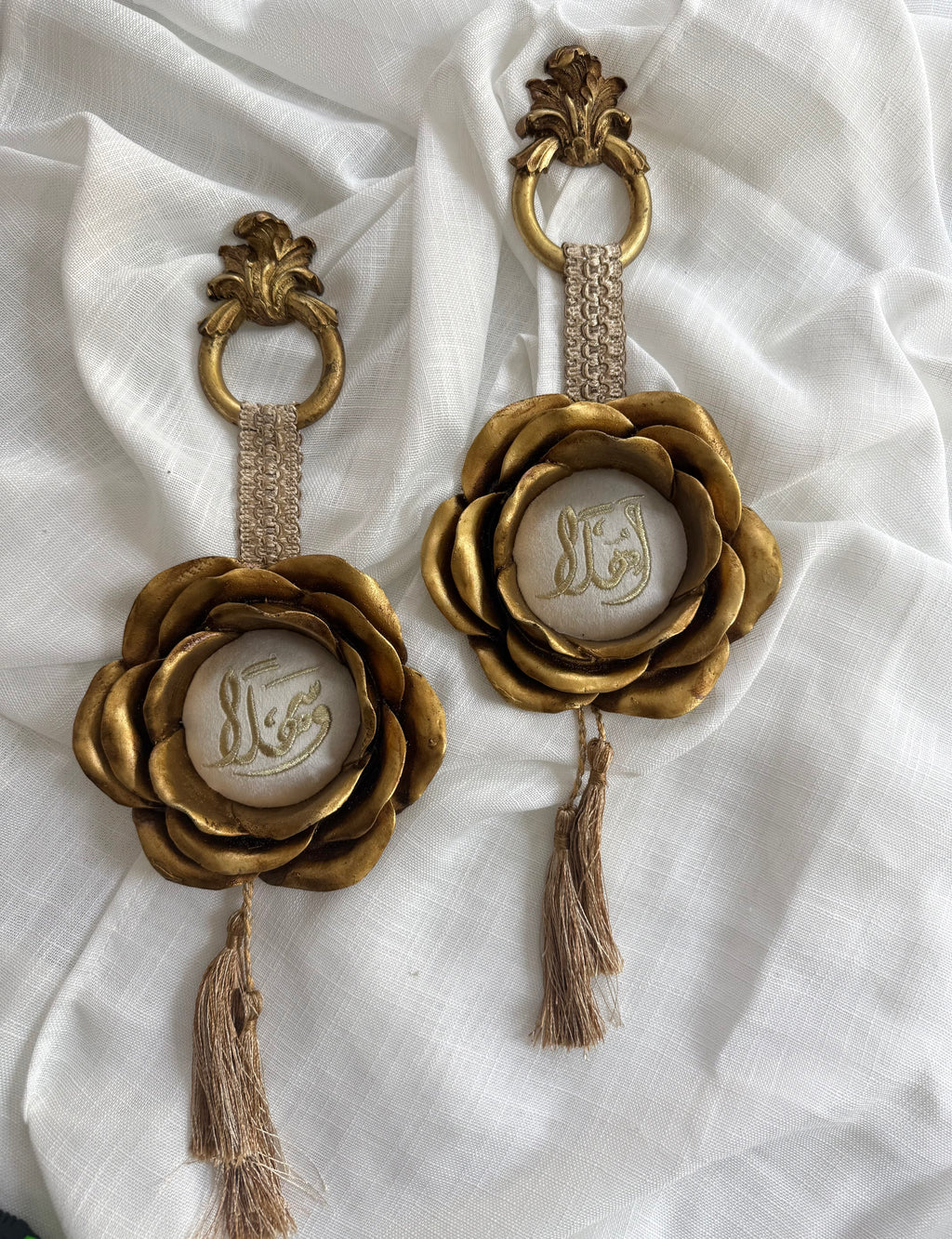 Arabic Welcome Rose Wall Hanging with Tassel – Set of 2