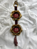 Double Gold Rose Arabic Welcome Wall Hanging with Tassel