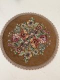 Round Floral Tapestry Table Cover with Lace Edge — Set of 2