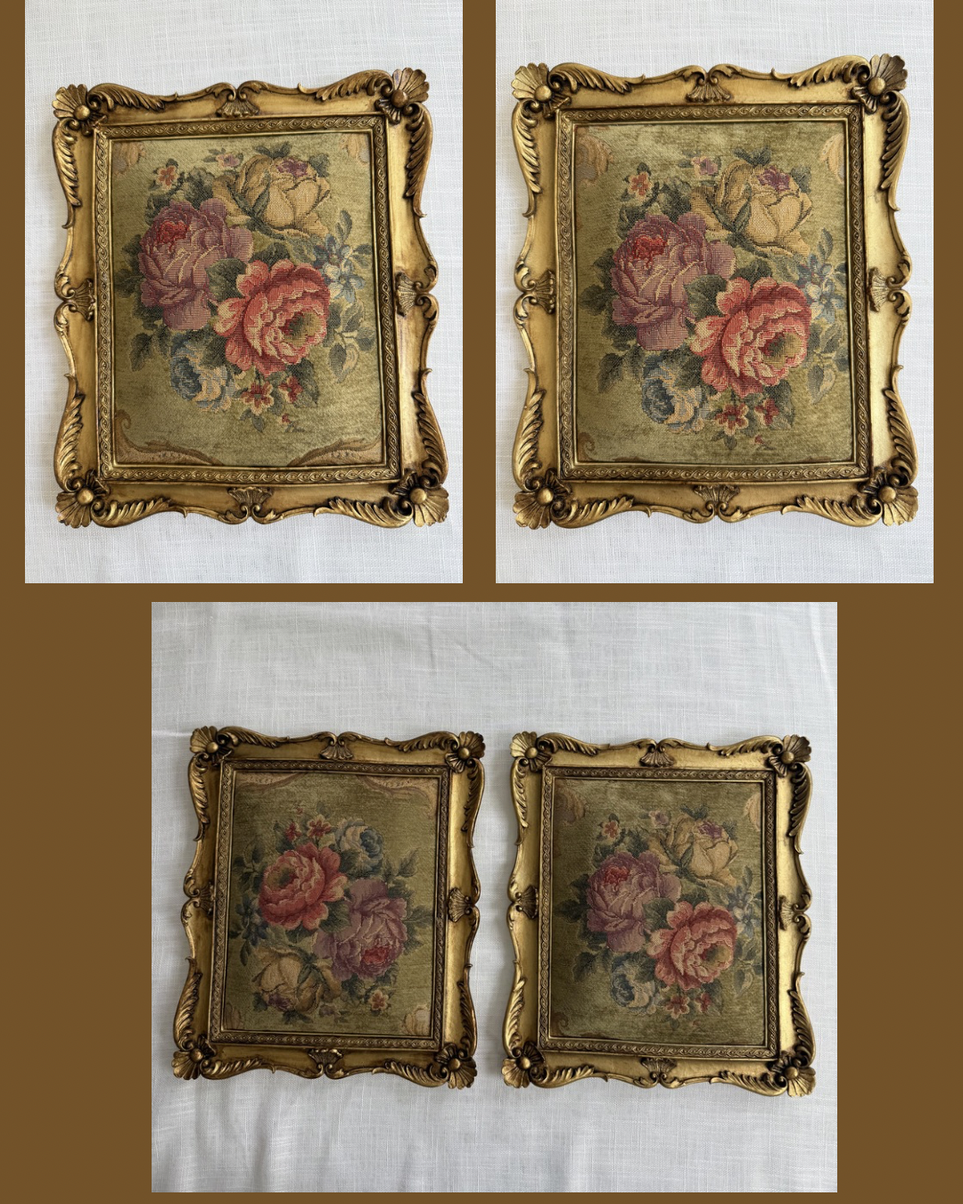 Baroque Floral Rose Wall Frame Set – Pair